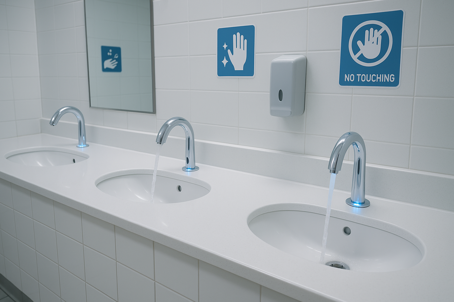 Industrial-grade touchless faucets for stadiums and transit hubs